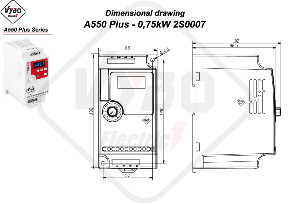 dimensional drawing A550 Plus 2S0007